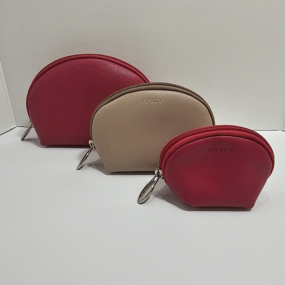 Furla Handbags - Furla Electra 3-Piece Saffiano Leather Cosmetic Case Set - Pink Multi/Giglio